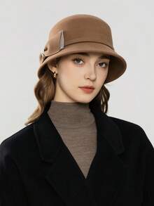 1 peça chapéu de balde de lã com decoração de borboleta, novo, outono/inverno, moderno e elegante, versátil, favorece rostos pequenos, estilo britânico, presente de luxo