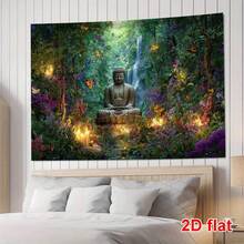 1 件佛像挂毯，用于房间装饰的墙壁装饰挂毯，家居装饰，85gsm 涤纶面料，桃皮绒薄款 - 彩色 - 查看 7