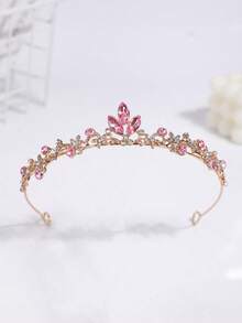 1pc Girls' Luxury Elegant Crown Headband, Cute Princess Birthday Party Accessory - Pink - View 6