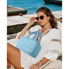 HOTOR Travel Toiletry Bag - Wide-Open Toiletry Bag For Women, Multi-Pocket Makeup Bag For Travel Essentials, Wet & Dry Separation Travel Accessories For Trip, Gym, 11.4" X 5.9" X 8.3", Blue{"Size_name":"11.4\"X5.9\"X8.3\"","Color_name":"Blue"} - Màu xanh da trời - Xem 8