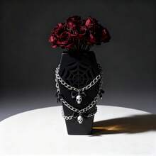 Gothic Style Vase, Holiday Decorative Vase, Spider Web Pattern Vase. Dried Flowers, Fresh Flowers, Decorative Flower Vase. Modern Home Decor Flower Vase, Suitable For Halloween Home Decor, Wedding Party, Living Room, Office, Bedroom And Dining Table Decoration Room Decor Glass Vase
