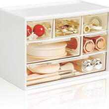 1 Stück Aufbewahrungsbox für den Schreibtisch, einfaches Ins Milchweißes Sechs-Gitter Mehrfach-Gitter Schublade Stationery Notizbuch Box, transparente staubdichte einfache Schreibtisch Trennwand Schublade Aufbewahrungsbox, Geburtstagsgeschenk, Halloween, Thanksgiving Geschenk, für Zuhause Schreibtischzubehör Büro, Schmuckaufbewahrungsbox