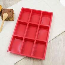 1pc Silicone Mini Loaf Pans, Silicone Baking Mold, Non-Stick Mini Bread Pans, 9 Cavities Silicone Bread Baking Mold, Perfect For Mini Loaf, Cake, Bread And Meatloaf, Cake, Brownie, Heat-Resistant Manual Baking Molds For Birthday, Party - Rectangle Shaped Silicone Mold For Soap Making And Desserts - 紅色 - 查看 5