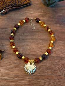 1pc Vintage Luxury Autumn/Winter Multilayer Beaded Necklace, Asymmetrical Design, Elegant Necklace Suitable For Women To Pair With Sweaters, Suitable For Parties And Gatherings, Great Gift For Friends And Family