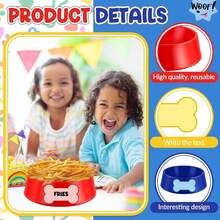 6 Set Dog Paw Plastic Bowls Dog Birthday Party Supplies Red Blue And Yellow Food Trays With Bone Cards For Table Dog Puppy Party Decorations - 18件 - 查看 7