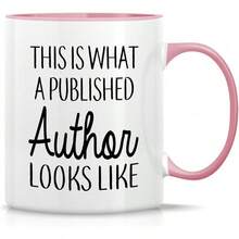 Retreez Taza divertida – In My Head I'm Writing Novel Writer Book Author Literary 11 oz Tazas de café de cerámica – Sarcásticas, motivacionales e inspiradoras regalos de cumpleaños – Taza blanca con mango negro e interior - WRT005 - Taza blanca con mango rosa e interior - Ver 3
