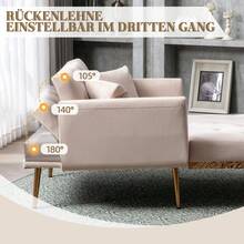 Modern Style Armchair, Recliner Chair With Adjustable Backrest, Folding Sofa Chair, Suitable For Living Room, Bedroom, Study Room (Beige) - Beige + Velvet + Foam - View 3