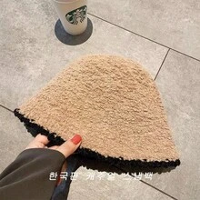 Women's Black Contrast Color Warm Bucket Hat With Ear Protection, Knitted Beanie For Autumn/Winter, Comfortable, Fashionable And Elegant Headwear Suitable For Daily Outdoor Wear