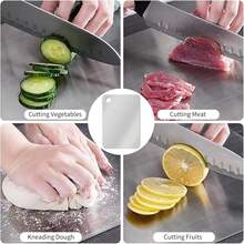 Stainless Steel Chopping Board, SUS316 Kitchen Cutting Board, Portable Outdoor Cutting Board, Hygienic And Durable Double-Sided Cutting Board, Can Be Washed In A Dishwasher(10 Inches X 6 Inches) - 銀色 - 查看 6