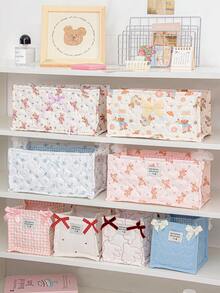 1 süßer Aufbewahrungskorb mit dreidimensionaler Schleifen-Spitze, Aufbewahrungskorb für Schreibtisch-Utensilien, Lippenstift, Make-up-Pinsel und Hautpflege, Schreibtisch-Dekoration, Kosmetik-Organizer, tragbarer Picknick-Korb, Valentinstags-Geschenk, Badezimmer-Aufbewahrung - Verschiedenfarbig - Übersicht 4