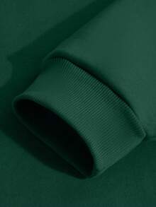 Top en coton pour hommes, Sweat-shirt-shirt oversize à encolure ronde épaisse pour l'automne et l'hiver, tissu épais et chaud, coupe ample et décontractée, convient pour les temps froids - vert foncé - Voir 5