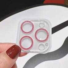 1 件闪亮一体式钢化玻璃相机镜头保护膜，全覆盖防刮镜头保护套，适用于 17/16/15/14/13/12/11 系列 - 粉色 - 查看 5