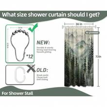 Green Forest Small Shower Curtain Stand Up Stall Shower Curtains Rv Narrow Nature Rustic Woodland Pine Tree Bathroom Decor, Waterproof Cloth Fabric With Hooks 36''W X 72''L{"Color_name":"Green","Size_name":"36\"Wx72\"L(Packof1)"} - 多色10 - 查看 5