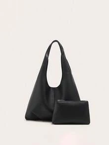 2 件新款时尚大容量休闲多功能母子包，柔软皮革质感 PU 材质，高品质女士手提包和单肩包，优雅风格适合办公室、大学、日常使用