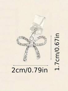 1pc Rhinestone Bow Dust Plug, Elegant Y2K Fashion, Alloy Metal Accessory, Transparent Silicone Smartphone Earphone Tablet Kindle Dust Plug Pendant, Creative Stylish Hanging Decor, Compatible With Apple Lightning/Type-C/Android Micro USB, Fits All Mobile Phone Models - Silver - View 4
