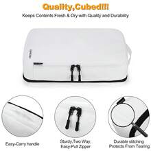 8 Set Compression Packing Cubes For Travel, Waterproof Luggage Organizers, Suitcase Organizer Set For Carry-On & Checked Baggage, Travel Accessories For Men & Women - White - View 4
