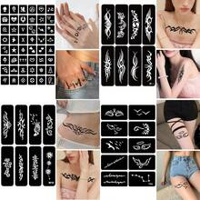 yikexuanli Bộ 3 miếng dán xăm Henna + Khuôn xăm rỗng, Nhiều mẫu, Vẽ nghệ thuật cơ thể, Bộ dụng cụ xăm tạm thời bán vĩnh viễn, Khuôn xăm tự làm, Phù hợp cho hình xăm tạm thời nam/nữ, Trang trí ngày lễ - Nhiều màu - Xem 7