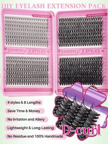 640pcs Mixed Cluster False Eyelashes DIY Set, Natural Nude Makeup Lashes, Fine Stem Lightweight Non-Clumping, Beginner Friendly Easy To Apply, Long-Lasting Pigment Non-Smudging, Suitable For Daily Commute/Makeup Looks, Includes Lash Glue, Remover And Tweezers (Small Flower 10D+20D+30D+40D) - Multicolor - View 4