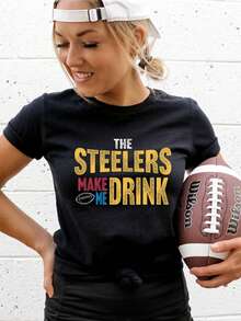 Pittsburgh Football Steelers Make Me Drink Funny Fan Tshirt For Men Women - màu đen - Xem 1