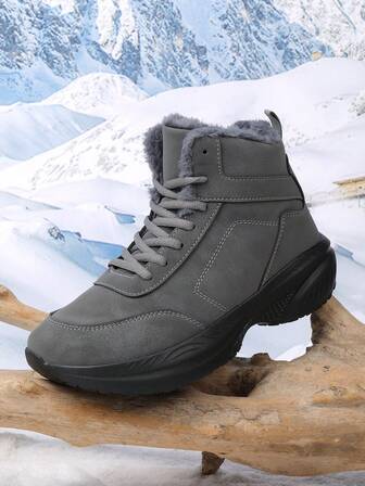加大码男士保暖内衬高帮靴，宽头宽底，轻便柔软底部舒适踝靴，适合宽脚和厚脚，户外徒步