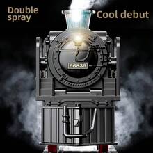 A Large-Sized Retro Steam Train Model Set With Locomotive, Coal Car, Carriage, And Wooden Car, Including Curved And Straight Track, With Realistic Lighting And Sound - The Perfect Gift For Christmas, Halloween, And Thanksgiving Children's Day (Buyers Should Bring 4 AA Batteries) - Black - View 6