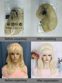 Peluca de mujer clásica rubia retro con ondas tipo beehive con flequillo - Sintética resistente al calor | Moño rizado suelto para uso diario, disfraces vintage de los años 50-80, fiestas, escuela, vacaciones y festivales, cosplay | Estilo encantador y elegante | Regalo perfecto para cumpleaños, Día de la Madre, Acción de Gracias y Navidad, accesorios para actuaciones en el escenario - Dorado - Ver 8