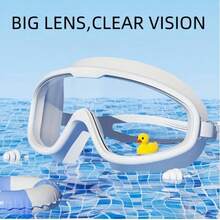 1pc,Large Frame Swimming Goggles With High-Definition Waterproof And Anti-Fog Functions, Suitable For Both Men And Women. They Are Eye Protectors, Swimming Goggles, Professional Adult High-Definition Nearsighted Swimming Goggles, Swimming Eye Protectors, Beach Essentials, With Waterproof And Anti-Fog Protection Earplugs, Pool Accessories