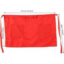Delantal Camarero, Delantal cocina hombre short apron Delantal de Cocina Medio para Chef con Bolsillos moda universal para mujeres y hombres trabajar Mandil Camarero - Rojo - Ver 4