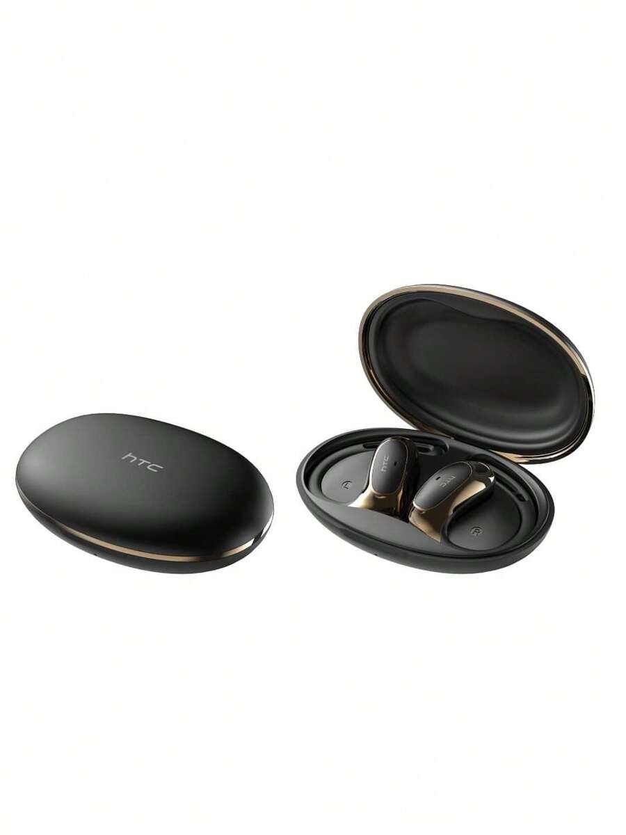 HTC NE35 Bluetooth-Kopfhörer mit Geräuschunterdrückung, intelligente Geräuschunterdrückungsanpassung, leichtes Design, stabile Verbindung, geeignet für Business und Pendeln, Schwarz