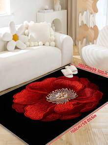 Red Rose Flower Doormat, Entrance Front Door Mat, Outdoor/Indoor/Bathroom/Kitchen/Bedroom/Entryway Decorative Rug