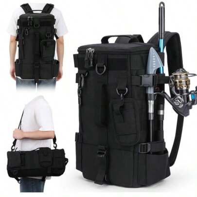 Fishing Bag, Fishing Bag, Fishing Equipment Bag, Multifunctional Fishing Equipment Backpack, Reinforced Large Capacity And Comfortable Style (Suitable For Outdoor Fishing/Hiking/Camping), Empty Bag, Gift, Thanksgiving, Christmas,