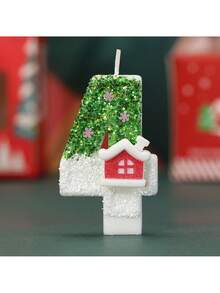 1 pieza Vela de cumpleaños con número azul de 0 a 9 con diseño de copo de nieve, ideal para fiestas de cumpleaños, decoraciones navideñas y regalos de Navidad