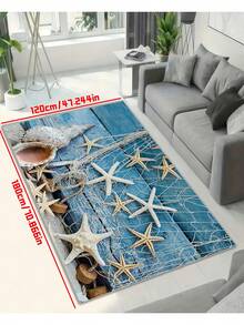 1pc Starfish Art Area Rug - Non-Slip Washable Polyester Fiber Floor Mat, Non-Slip Backing, Suitable For Living Room, Bedroom, Kitchen - Holiday Decor For Christmas, Thanksgiving, Easter, Mother's Day, Father's Day, Living Room Carpet, Christmas Decoration - Multicolor - View 14