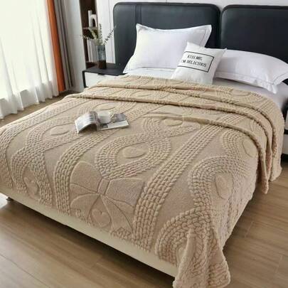 1 st hjärtformad rosettmönstrad ultramjuk taftfilt - lätt, fluffig och mysig för soffan eller sängen, vit, komfort året runt, perfekt för att mysa eller slappa med, filt för sängen