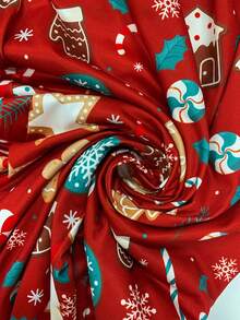 女士圣诞姜饼印花细肩带连体裤，节日圣诞饼干时尚姜饼印花服装，适合节日派对和休闲，必备冬季服装，时尚圣诞服装，时尚圣诞服装，休闲秋季女装 - 紅色 - 查看 6