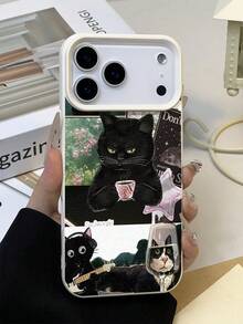 1个复古猫咪星形图案防水防摔防滑软皮手机壳，兼容苹果手机，国际版，非国内版 - 彩色 - 查看 4