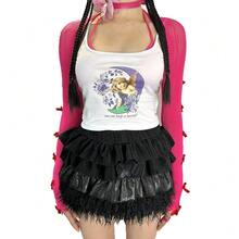 Women's Mesh Lace Shrug Crop Top Y2K Aesthetic Grunge Arm Sleeves Cardigan With Bow Going Out Shirts Summer{"Color_name":"HotPink1"} - 多色8 - 查看 6