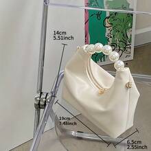 Mini Borsa a Tracolla con Tracolla a Catena Regolabile - Stile Casual con Decorazione di Perle Nere, Adatta per il Pendolarismo Quotidiano e Abbigliamento Casual Borsa a Spalla Compatta