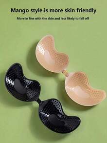 زوج/زوجان من حمالات الصدر اللاصقة غير المرئية للنساء - حمالة صدر بدون ظهر وبدون أشرطة وبدون خياطة ذاتية اللصق مع أغطية للحلمات من السيليكون، ملابس داخلية للزفاف (لون البشرة/أسود) - قابلة لإعادة الاستخدام، حمالة صدر بدون ظهر للاستخدام على مدار السنة مع لصق قوي