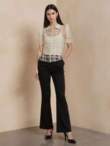 Blusa de manga corta de estilo casual de verano moderno estilo filipino para mujer, chal estilo filipino, blusa de champán de Acción de Gracias