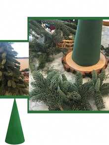 3个装花泥树锥，大号绿色干湿两用花泥，适用于圣诞节DIY工艺品、花艺装饰、婚礼、生日、派对装饰，绿色花泥块，适用于鲜花和人造花 - 彩色 - 查看 4