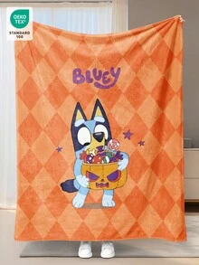 Bluey Pătură de flanel Bluey pentru Halloween, 1 buc. - Prima alegere pentru decorarea camerei, super moale, ușoară, cu imprimeu de desene animate, pentru Halloween sau pentru tratație, perfectă pentru casă, un cadou zilnic, de ziua de naștere pentru prieteni, familie, pentru tine, pătură confortabilă și caldă, decor de toamnă, decor pentru cameră, pentru întoarcerea la școală, rechizite școlare