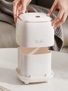 2 Pieces Set Of Luxury-Style Desktop Trash Cans, Compact Trash Bins With Lids, Push-Button Mini Trash Cans, Kitchen/Bathroom/Bedroom/Office Desktop Accessories, Home Decor, Room Decor, Household Storage & Cleaning Supplies