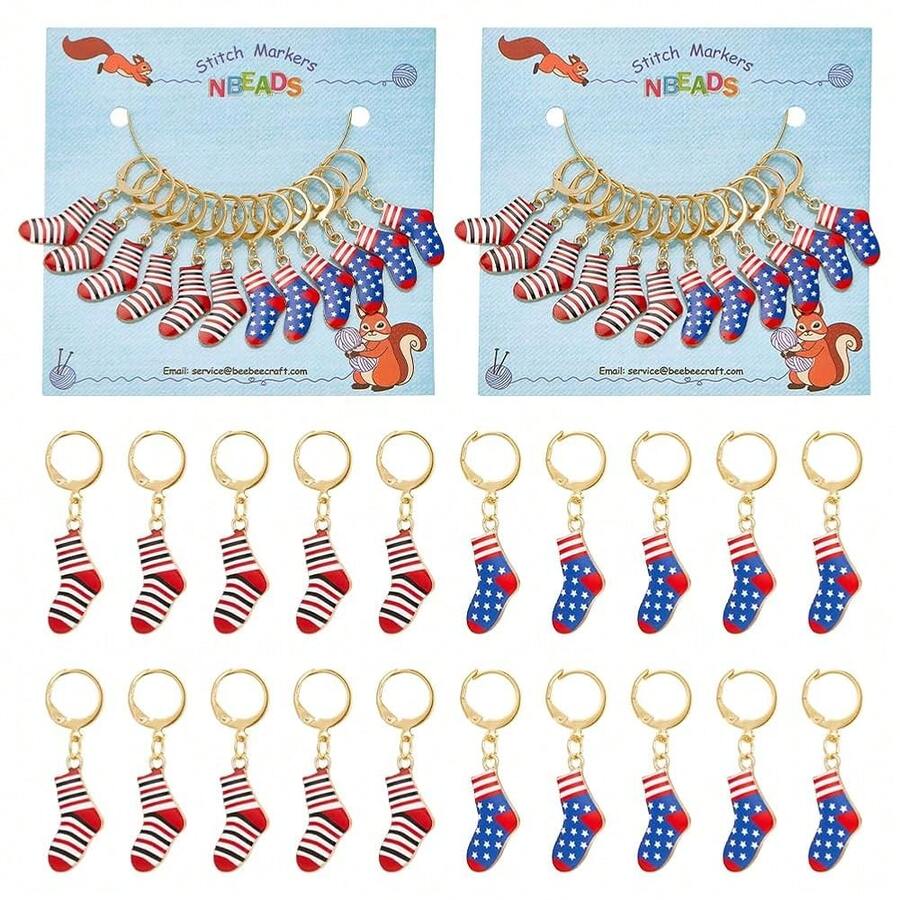 NBEADS 12 Pcs Socks Stitch Markers, Enamel Alloy Crochet Stitch Marker Charms Removable Locking Stitch Marker For Knitting Weaving Sewing Accessories Quilting Handmade Jewelry{"Color_name":"Socks"} - 襪子 - 查看 1