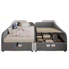 Bed Bases & Foundations - White+Gray + Velvet + 90cm*200cm-2 - View 7