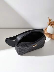 Borsa a vita/petto/a farfalla minimalista casual da donna per uso all'aperto, viaggi, shopping, pendolarismo, sport, borsa per fotocamera, borsa a tracolla, clutch, portamonete, custodia per telefono, con cinghia regolabile, design a grido, regalo personalizzato, portamonete per cosmetici, portachiavi, borsa per rossetto - nero - Visualizzare 7