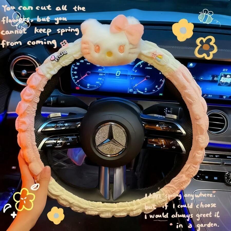 Sanrio Pokrowiec na kierownicę samochodu Sanrio Cute Lady; Zestaw dekoracji samochodowych na nowy sezon; Zestaw ochronny na cztery pory roku