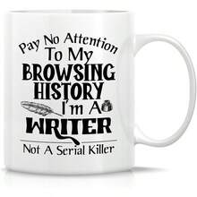 Retreez Taza divertida – In My Head I'm Writing Novel Writer Book Author Literary 11 oz Tazas de café de cerámica – Sarcásticas, motivacionales e inspiradoras regalos de cumpleaños – Taza blanca con mango negro e interior - WRT013 - Blanco - Ver 3