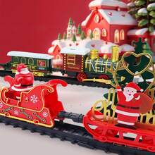 儿童圣诞树电动火车轨道套装圣诞老人货车带圣诞声音灯光玩具成人新年礼物返校 - 彩色 - 查看 10