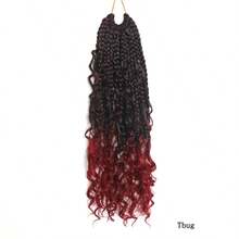 全新 14 英寸 16 股耐热纤维波西米亚风辫子合成纤维钩针女士预制环，方便佩戴假发 - 彩色 - 查看 12